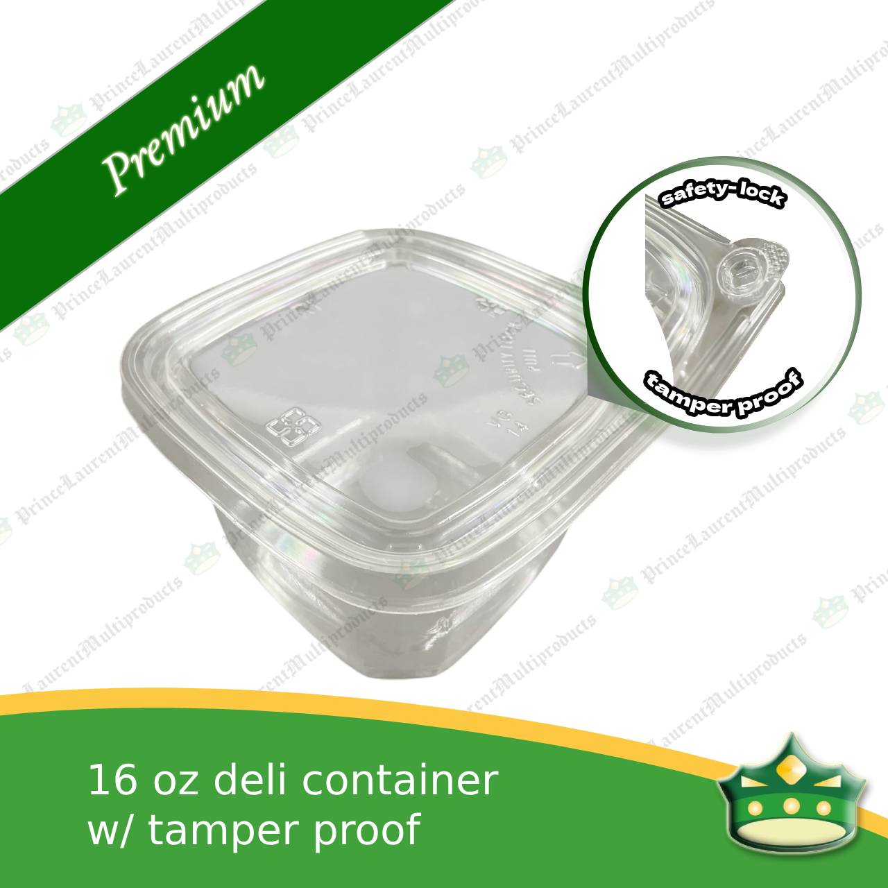 [50 pcs] clear deli square container 16oz with tamper proof lock ...